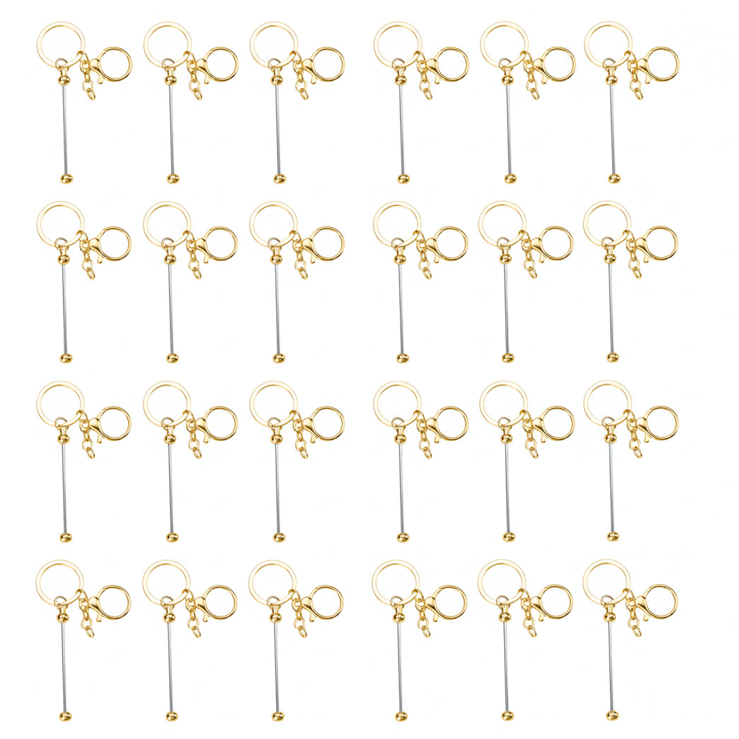 Beadable Keychain Bars Metal 14.8cm Blank Beaded Keychains for DIY Crafts Gifts and Jewelry Making