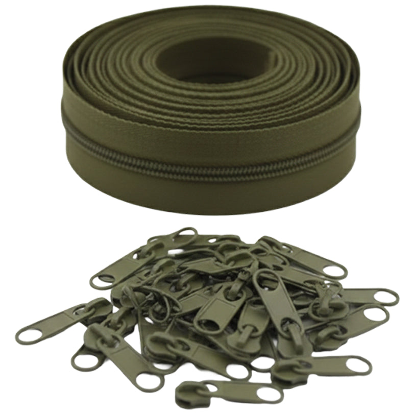 10 Yard Nylon Coil Zipper Roll with 25 Sliders Bulk Sewing Zippers for Bags Clothing Cushions and DIY Crafts