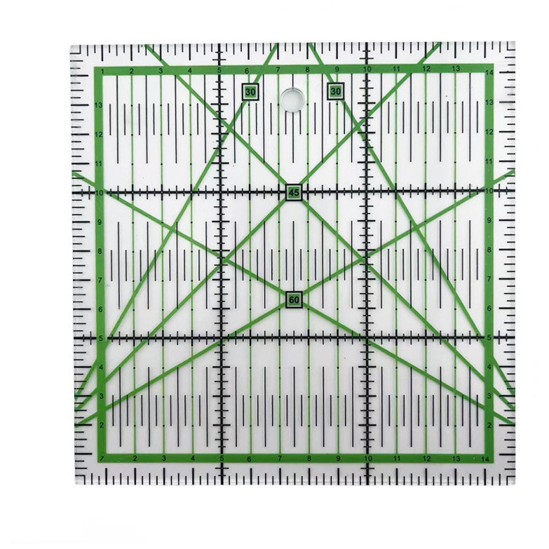 Non-Slip Acrylic Square Quilting Ruler with Numbering and Angle Guides for Sewing and Craft Projects
