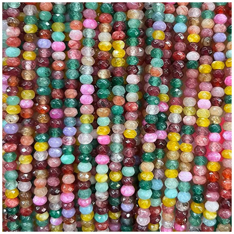 Multicolor Natural Rondelle Stone Beads 38cm Strand for Jewelry Making and DIY Crafts