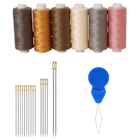 6-Piece Polyester Sewing Thread Kit with Needles and Threader for Hand Sewing and Embroidery
