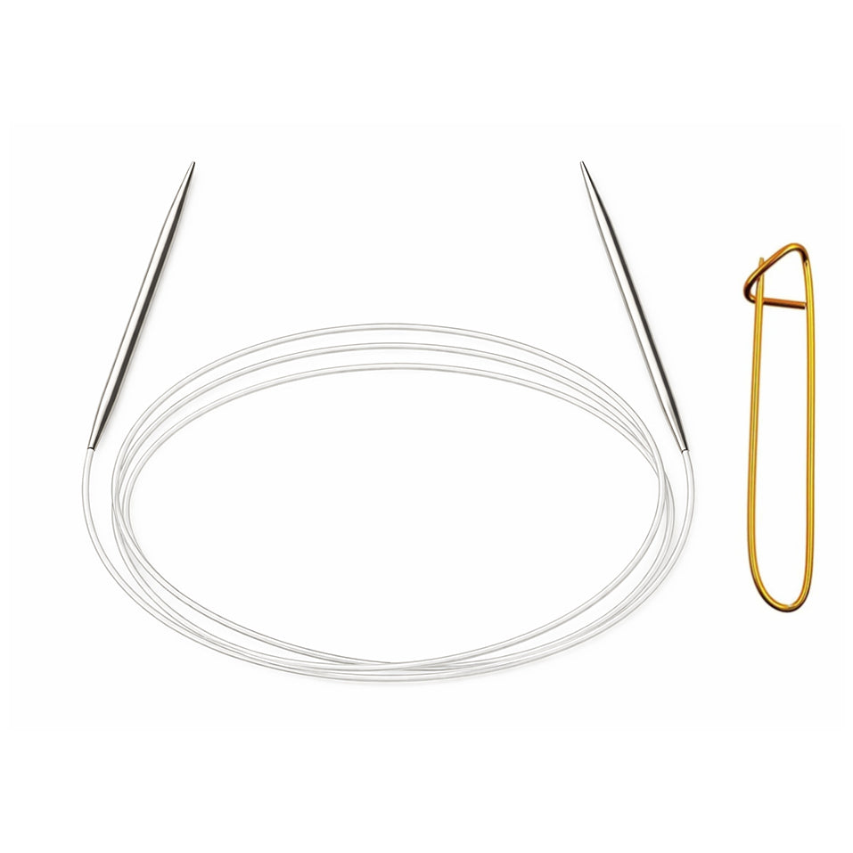 Stainless Steel Circular Knitting Needles with Stitch Holder for Hats Sleeves Scarves Baby Sweaters and Small Projects