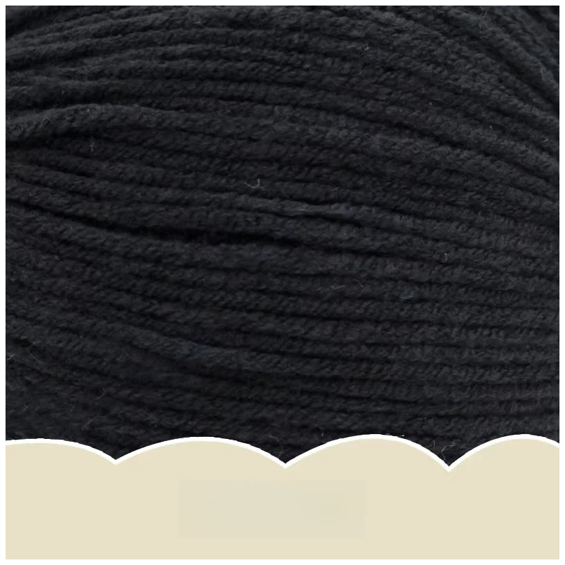 Black Super Soft 4-Ply 50g/1.76oz, 180yds Cotton Acrylic Blend Yarn, Sport Weight for Sweaters, Dolls, and Baby Crochet