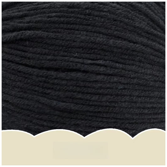 Black Super Soft 4-Ply 50g/1.76oz, 180yds Cotton Acrylic Blend Yarn, Sport Weight for Sweaters, Dolls, and Baby Crochet