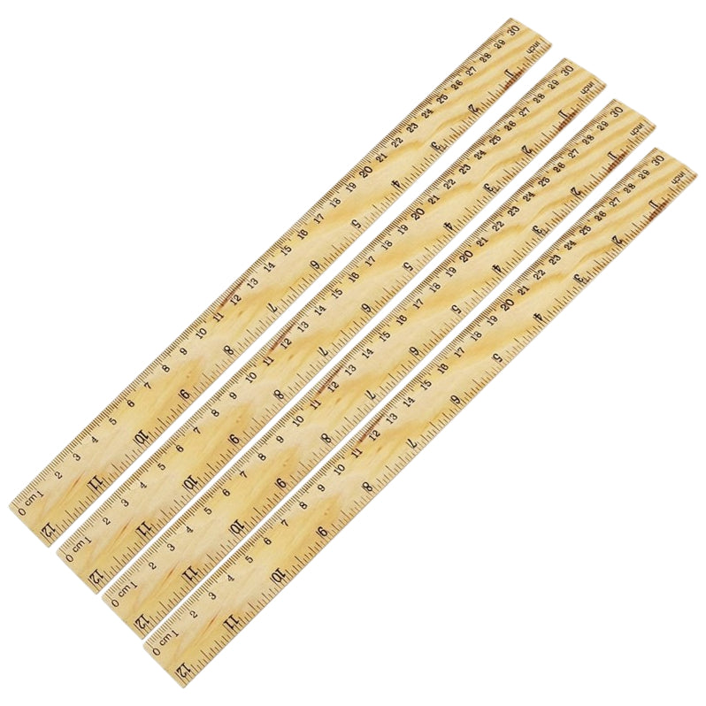 12-Inch Straight Edge Wooden Ruler for Kids, Back to School Measuring Tool for Students