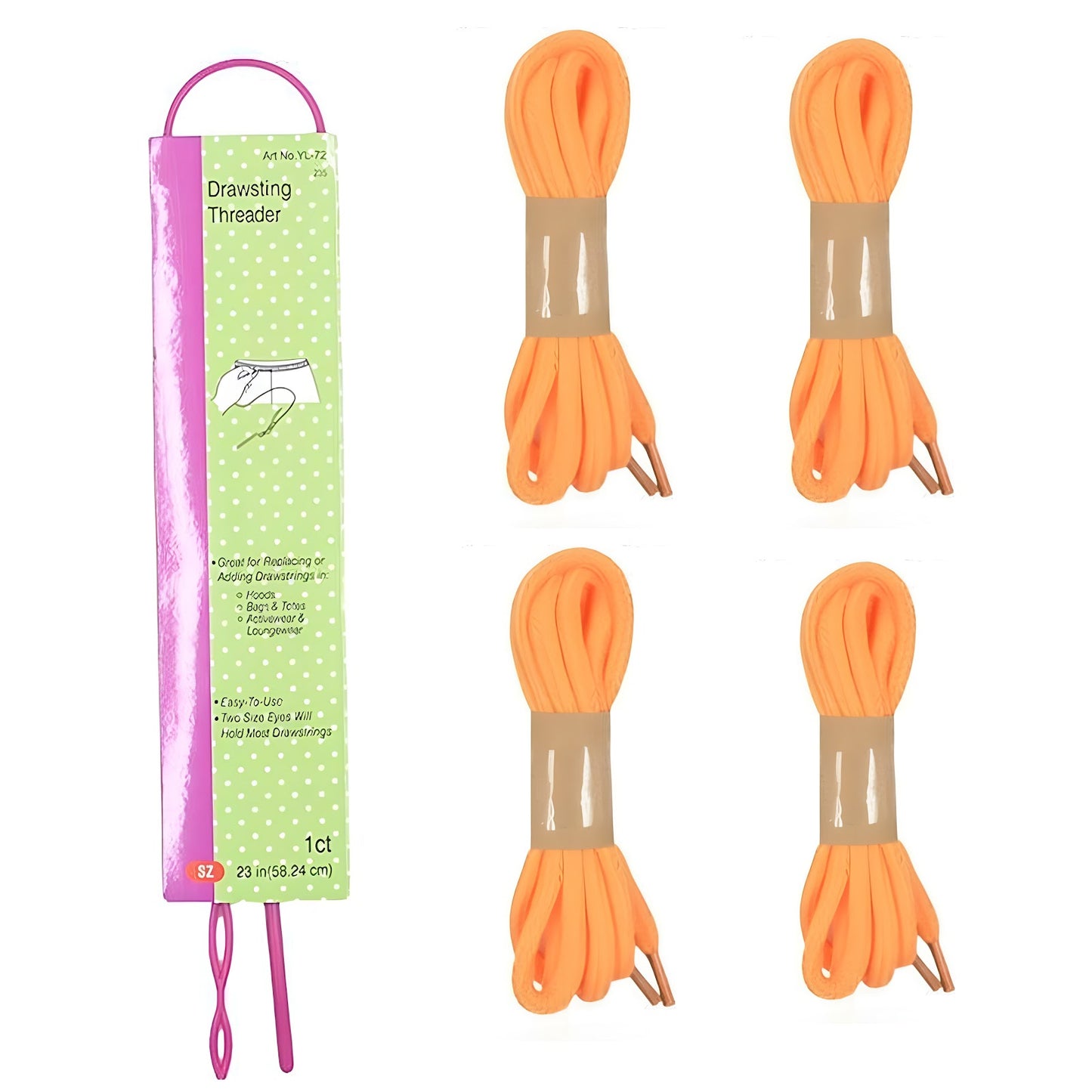 Cotton Drawstring Replacement Cords with Easy Threader for Sweatpants Shorts Jackets and DIY Clothing Repairs