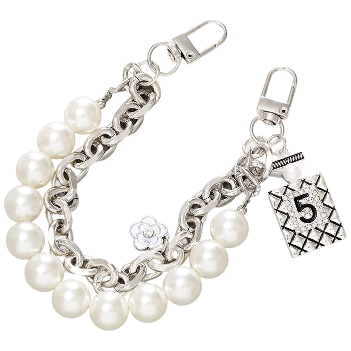 Pearl Purse Chain 12mm x 26cm Metal Handbag Strap Replacement for Shoulder and Crossbody Bags