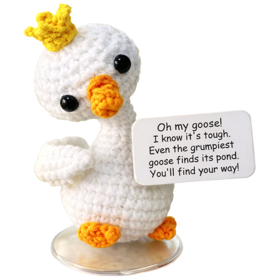 Positive Crochet Plush with Emotional Support Card Cute Funny Knitted Decor for Halloween Thanksgiving Gifts