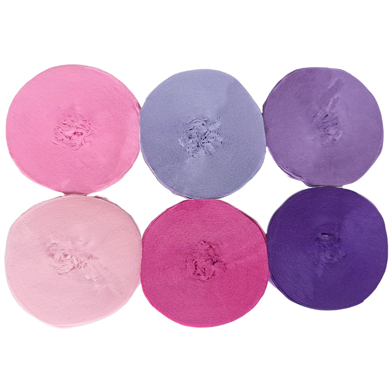 Crepe Paper Streamers 82ft Each Roll for Birthday, Wedding, and Party Decorations 1.77 Inch, Pack of 6