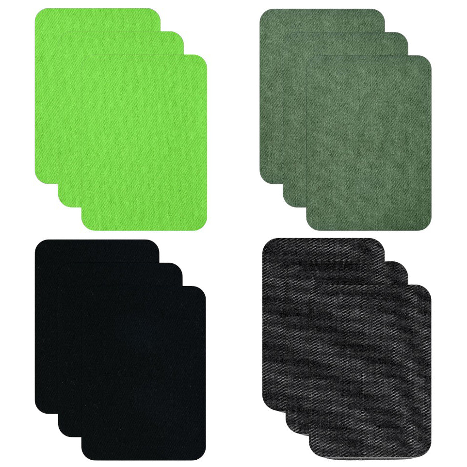 Cotton Iron-On Fabric Repair Patches for Clothing Inside and Outside with Strong Adhesive, Pack of 12