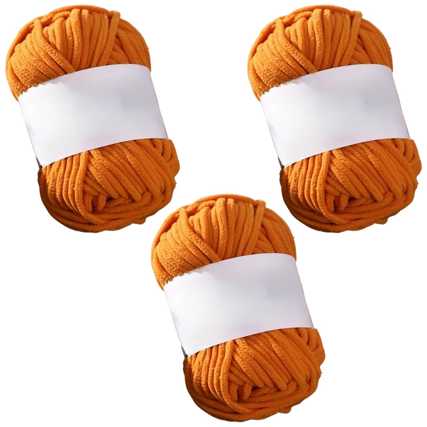 Soft Chenille Velvet Yarn for Crocheting Knitting Weaving Blankets and DIY Craft Projects 50 Grams/1.76oz 93 yards, Pack of 3