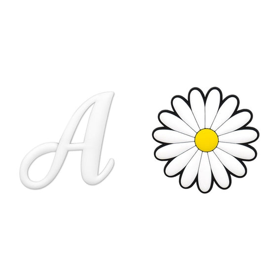2pcs Letter and Flower Charms for Hand Bag, Decorative Alphabet Accessories Compatible with Rubber Tote