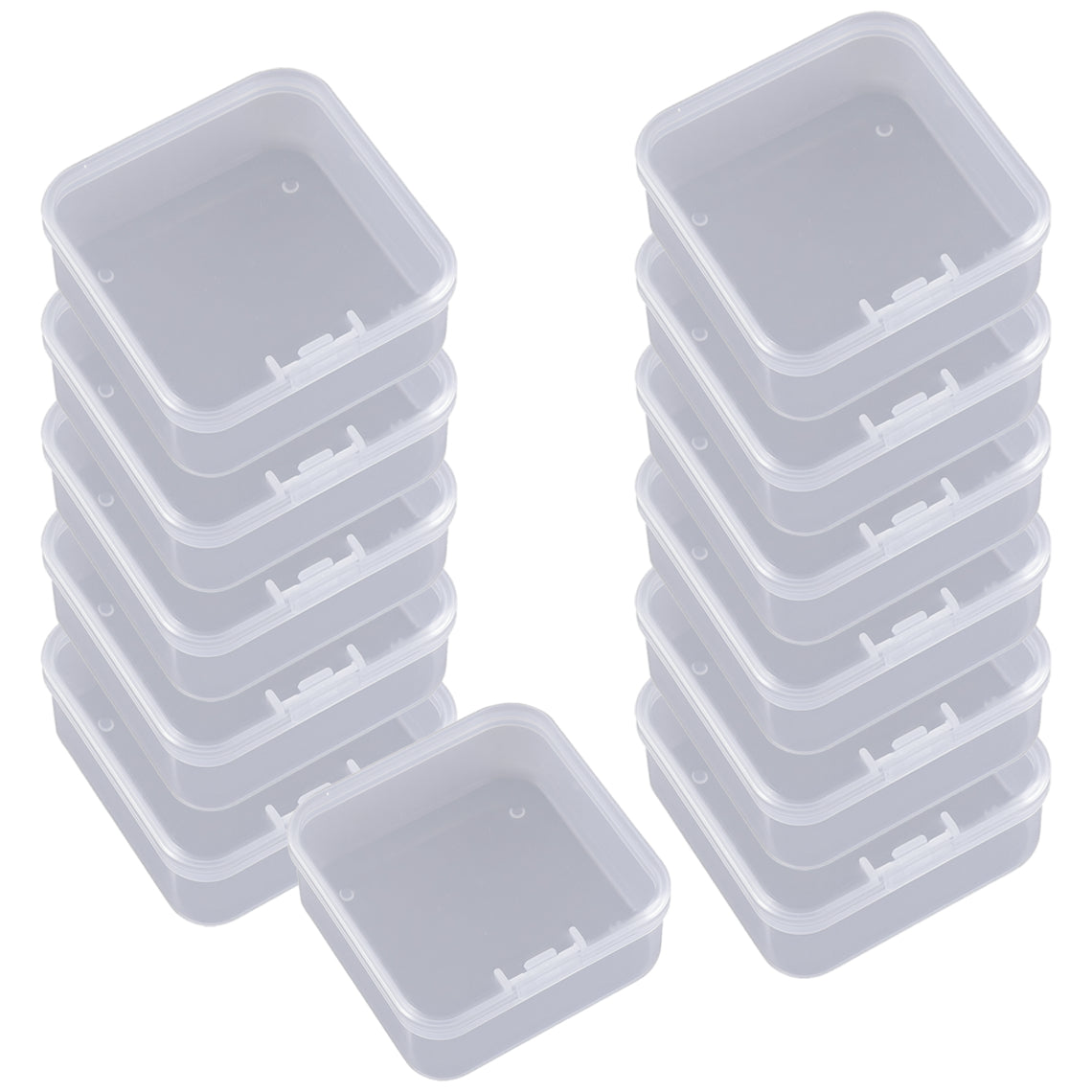 Clear Plastic Bead Storage Boxes with Hinged Lids for Jewelry and Craft Organization, Pack of 12