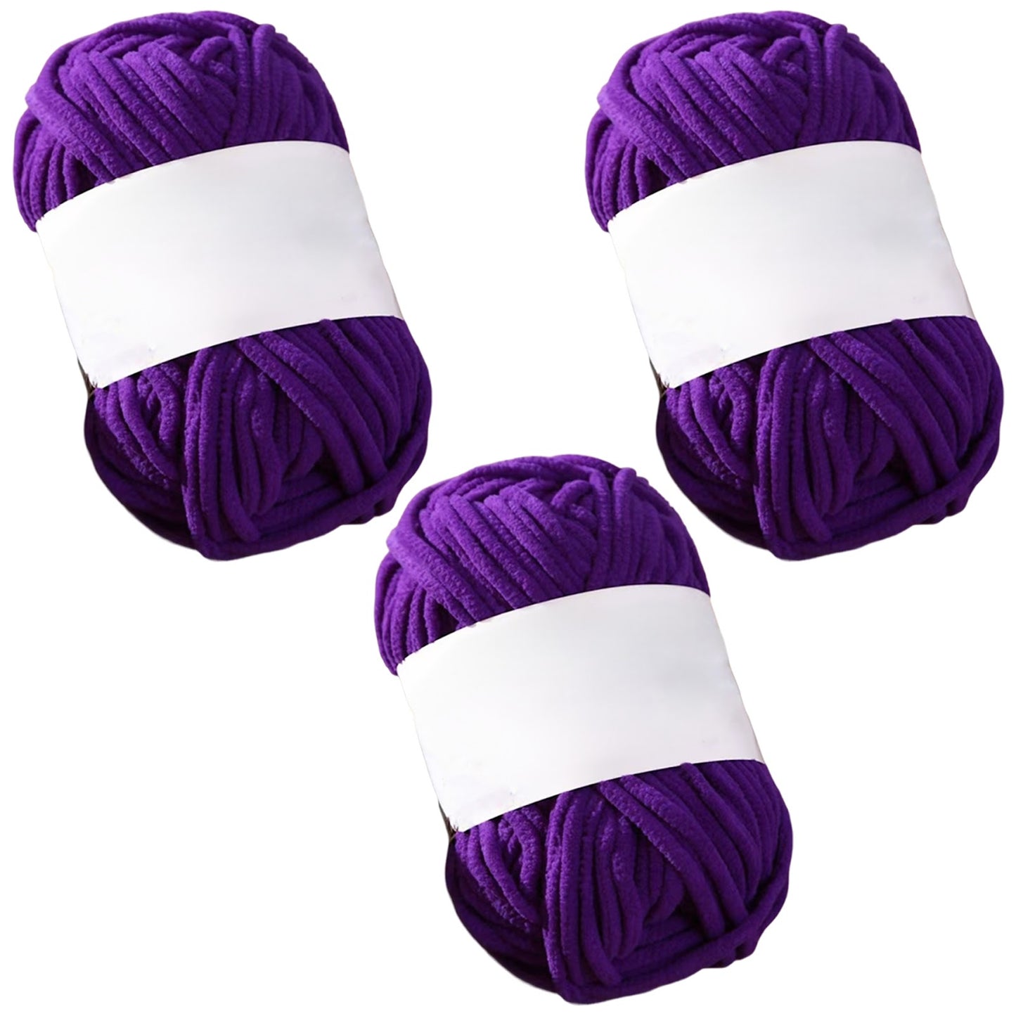 Soft Chenille Velvet Yarn for Crocheting Knitting Weaving Blankets and DIY Craft Projects 50 Grams/1.76oz 93 yards, Pack of 3