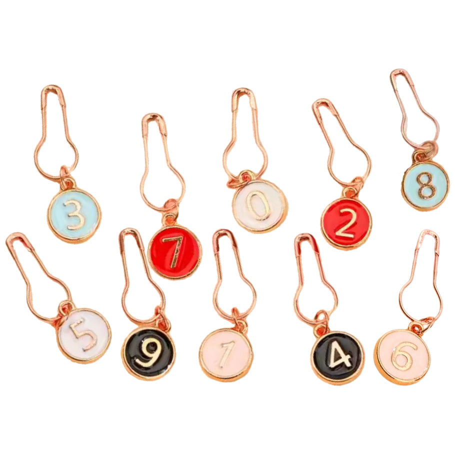 Colorful Enamel Stitch Marker Charms with Clasps for Knitting, Crochet, and Crafting