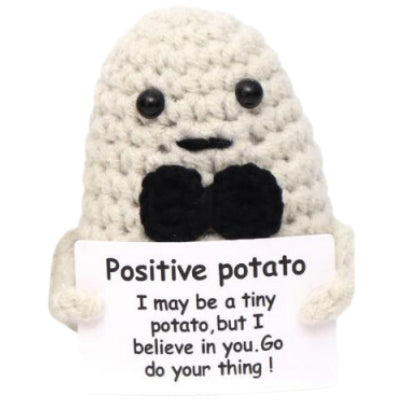 White Potato Handmade Crochet Doll - Lovely Gift with Different Cards for Emotional Support & Positivity