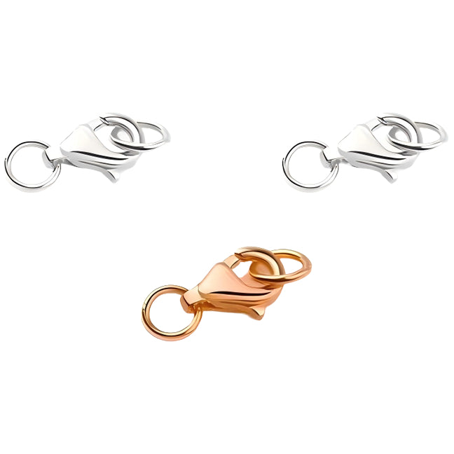 Lobster Claw Clasps with Jump Rings for Jewelry Making Necklace and Bracelet Closures, Pack of 3