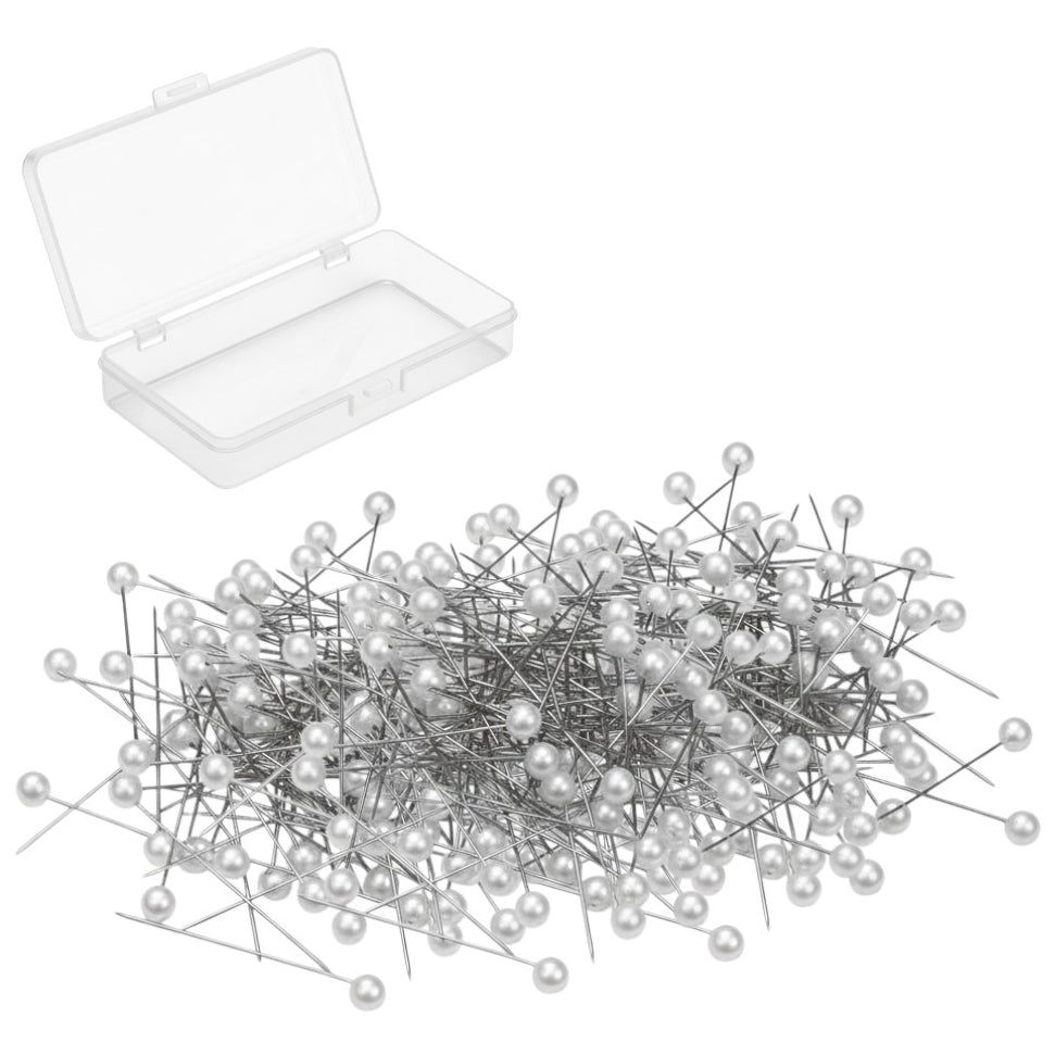 Round Pearl Head Push Pins 1.5 Inch with Transparent Box for Sewing Crafts Knitting and Map Pins