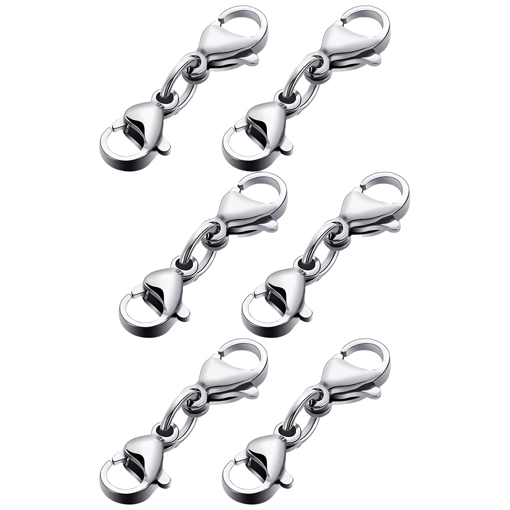 Double Lobster Claw Silver Necklace Extender Double End Bracelet Connector Alloy Jewelry Making Clasps