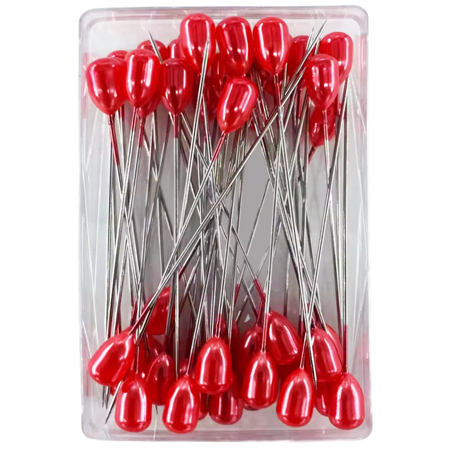 Teardrop Pearl Head Pins 54mm Sewing Wedding Bouquet Corsage Jewelry Craft Pins DIY Floral Decorations, Pack of 100