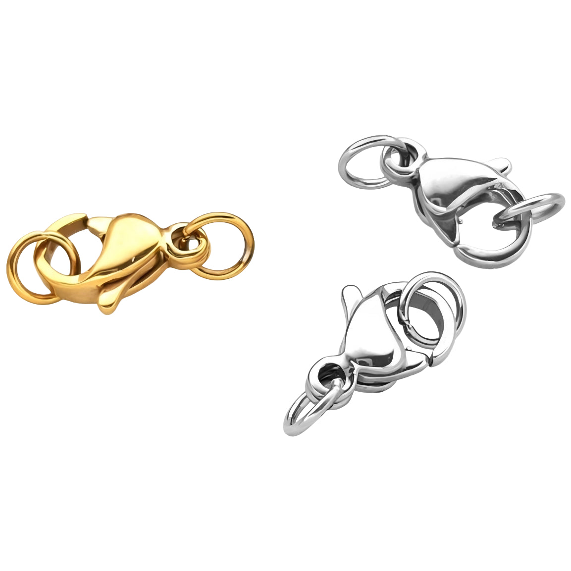 Lobster Claw Clasps with Jump Rings for Jewelry Making Necklace and Bracelet Closures, Pack of 3
