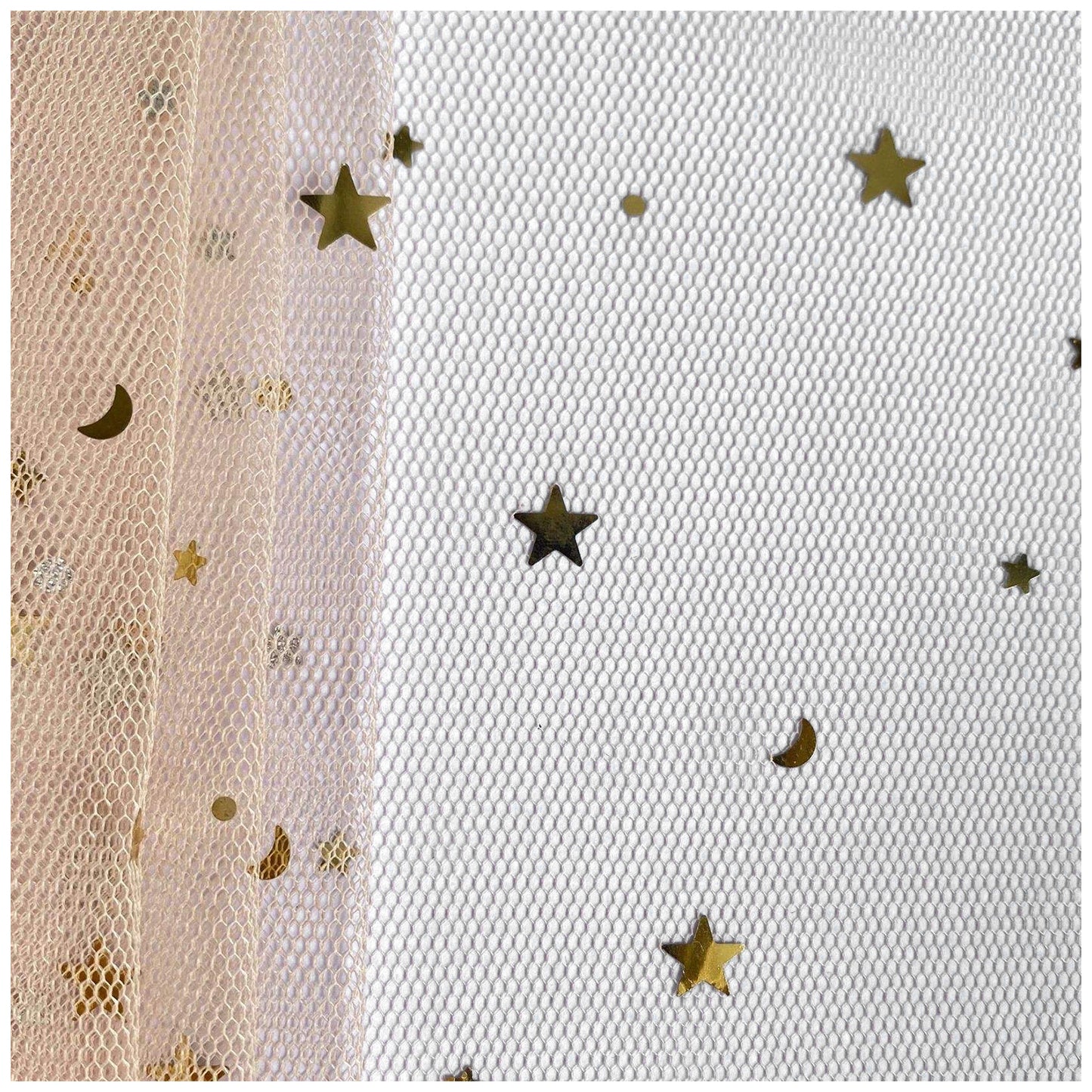 Glitter Tulle Fabric Roll With Star Moon Sequins for Tutu, Bridal Veil, Wedding Decor