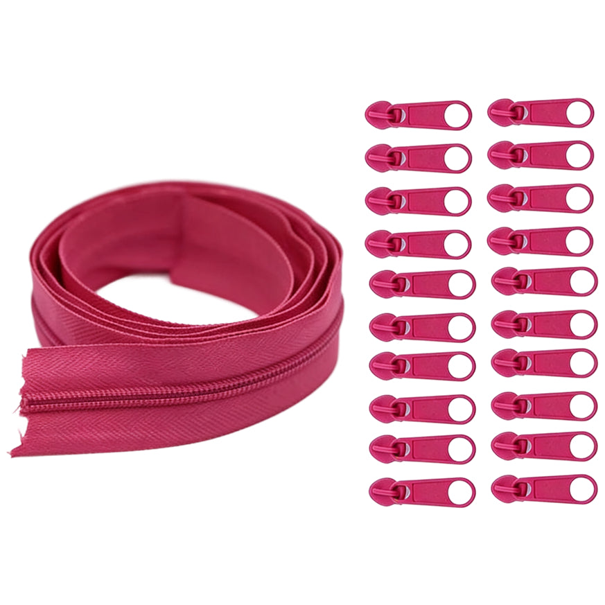 Nylon Coil Zipper 10 Yards with 20 Sliders for DIY Sewing Bags Garments and Crafts