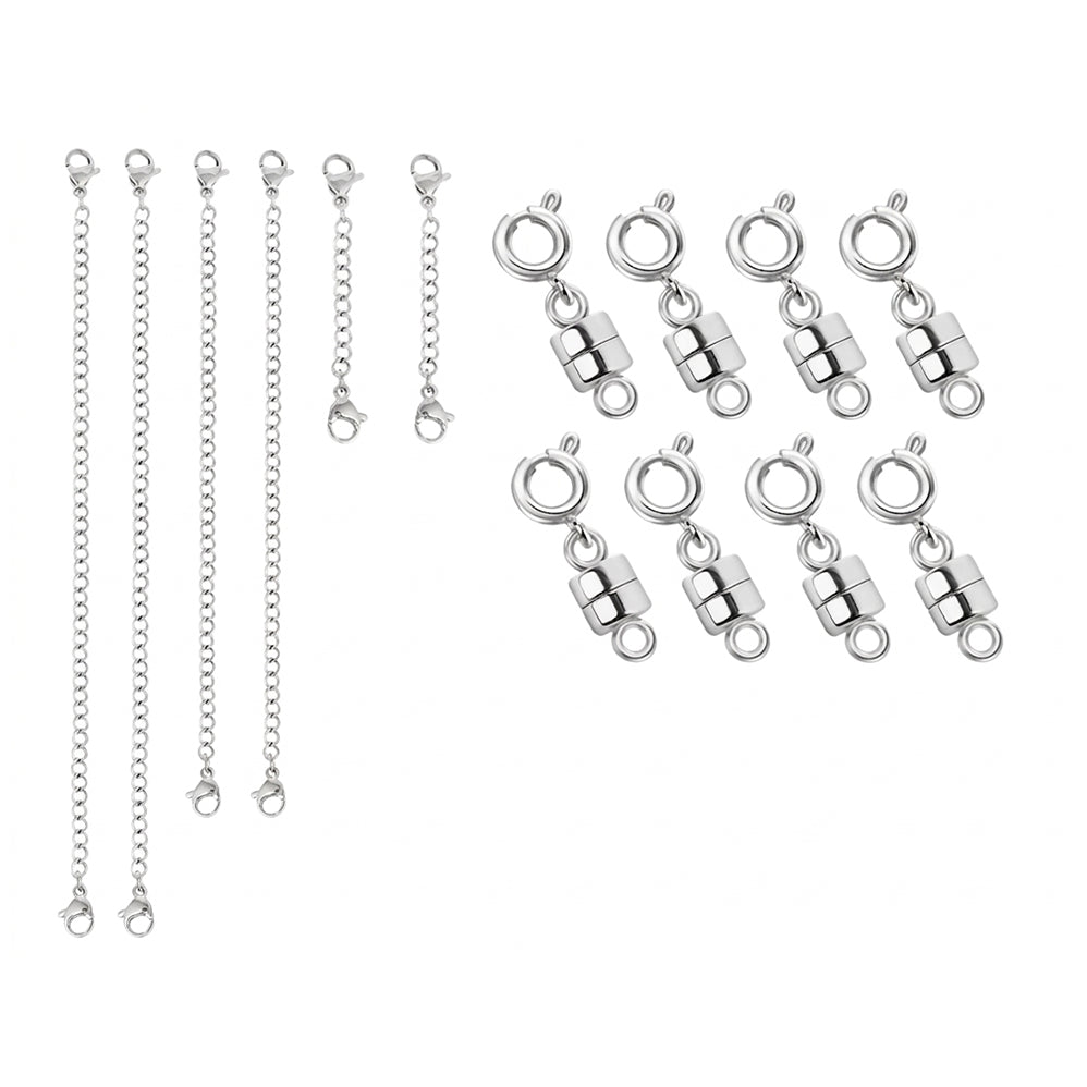 Magnetic Necklace Clasp and Chain Extender Set for Jewelry Repair Bracelets and DIY Accessories