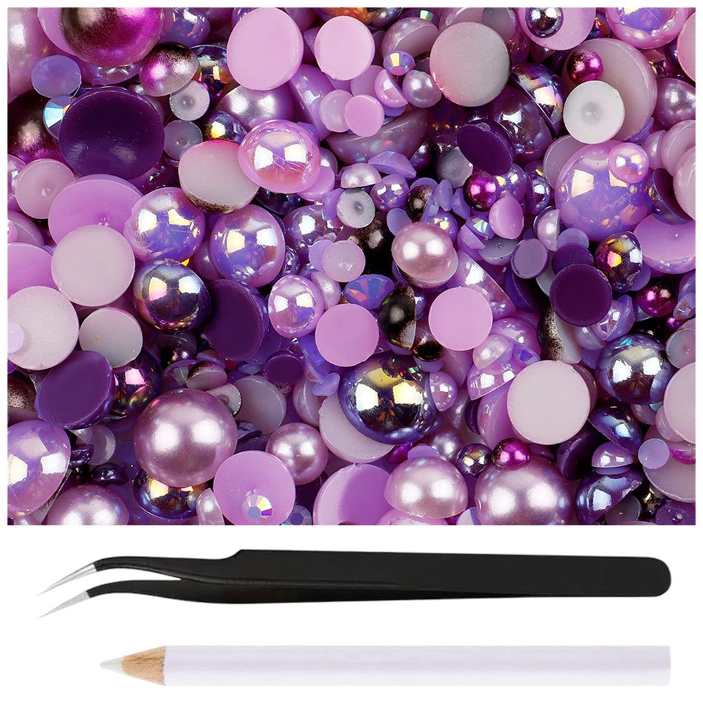 30g Mixed Flatback Rhinestones and Half Pearls for DIY Crafts Shoes Nails Tumblers Garments Bags