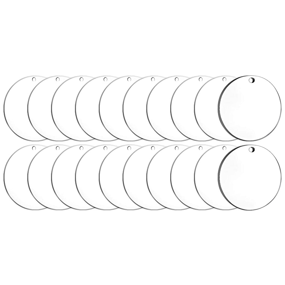 Clear Round Acrylic Blanks with Holes for DIY Christmas Ornaments Crafting and Painting, Pack of 20