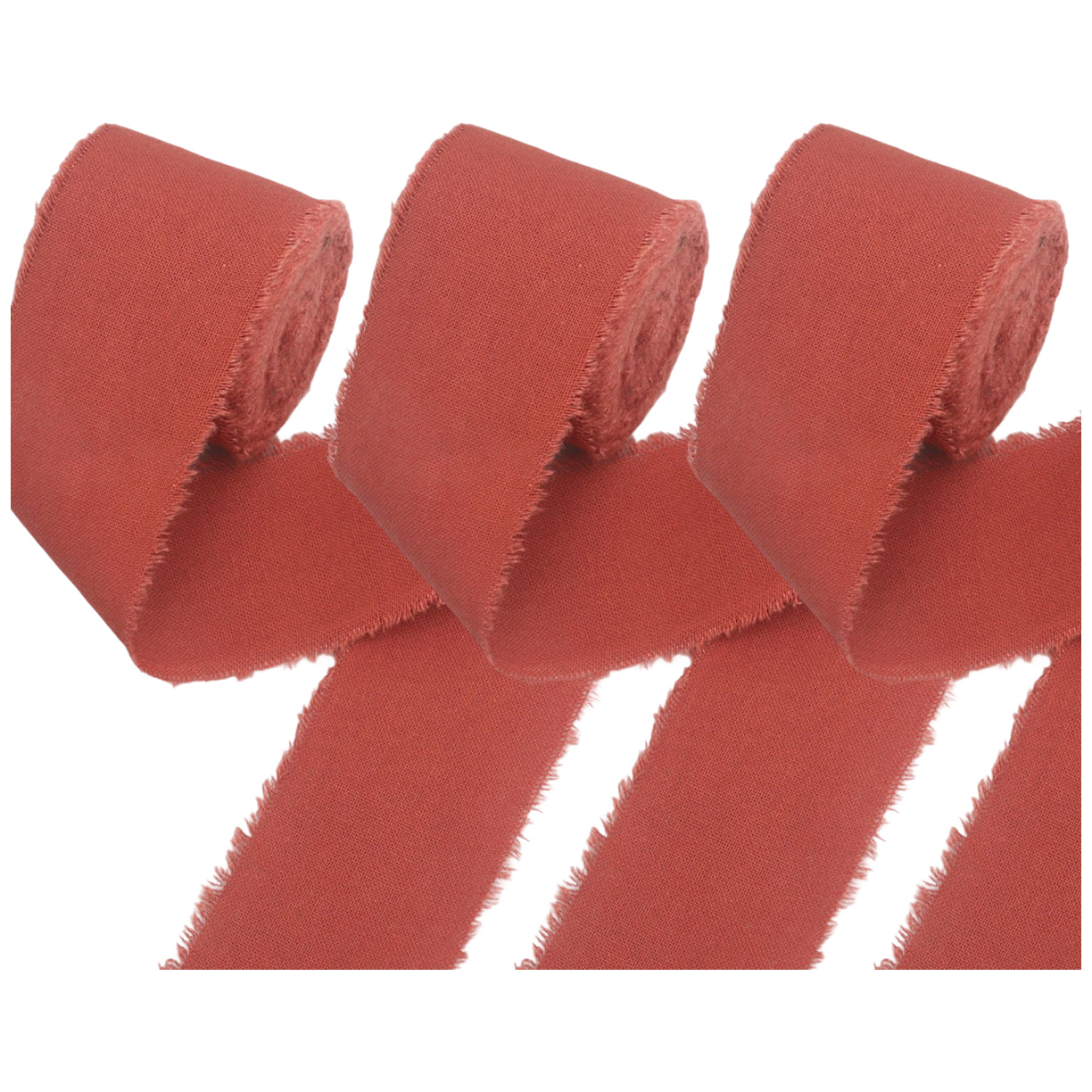 1.5 Inch Cotton Frayed Fabric Ribbon 15 Yards for Crafts and Wedding Decorations, Pack of 3