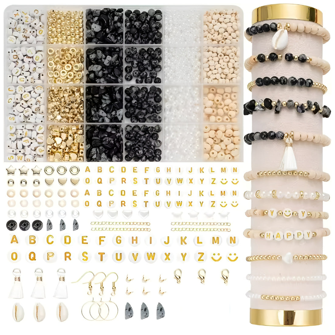 Natural Stone Beads Jewelry Making Kit Irregular Gemstone Supplies for DIY Bracelets Necklaces Earrings Adults