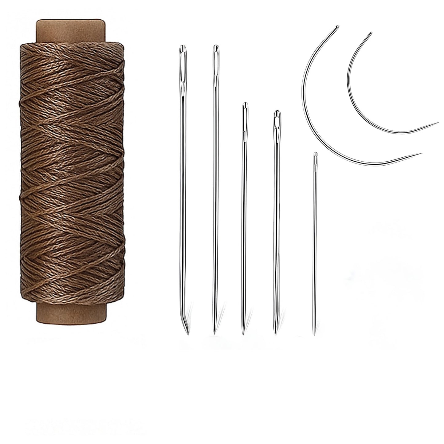 Waxed Thread Upholstery Needle Set with 7 Hand Sewing Needles for Leather Repair