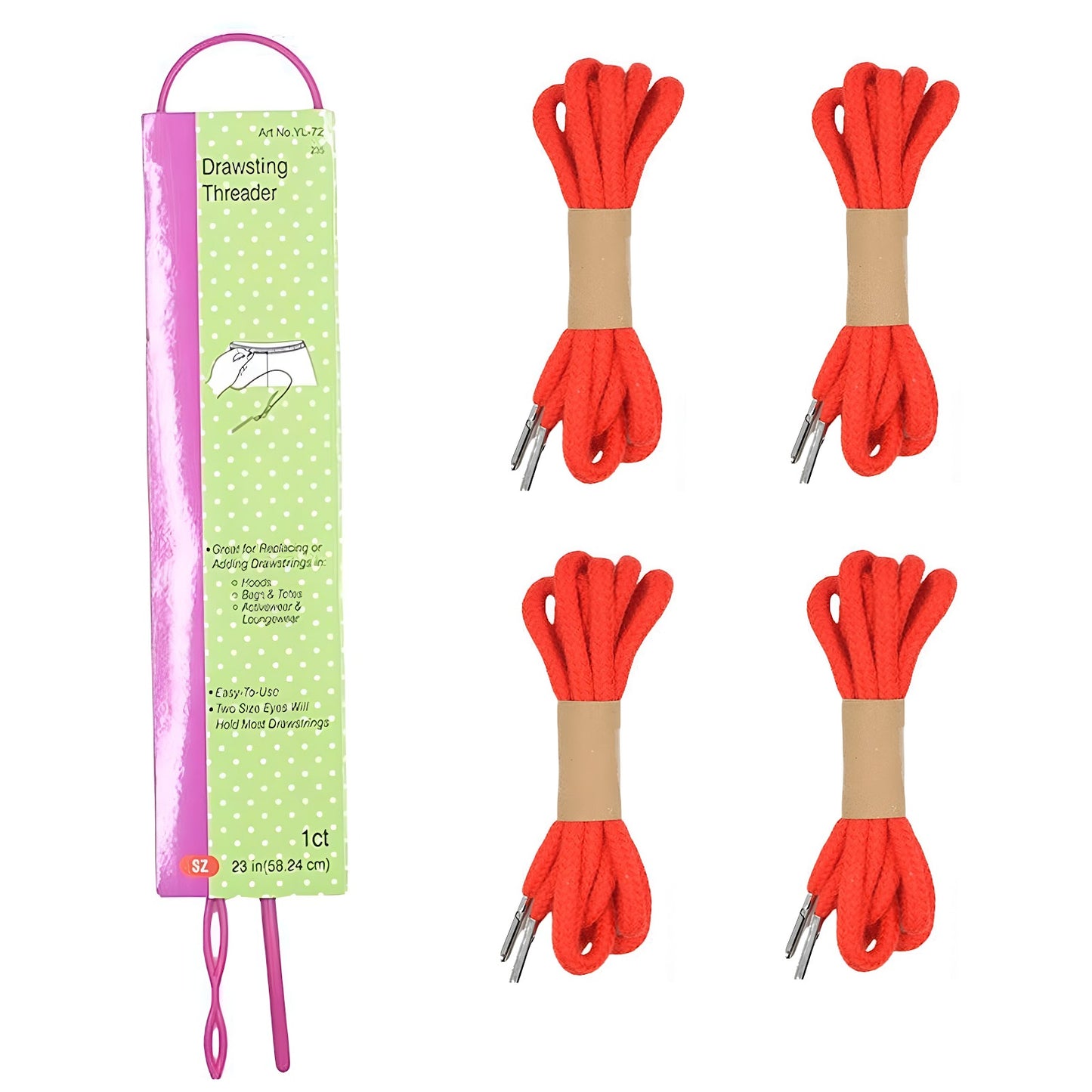 Cotton Drawstring Replacement Cords with Easy Threader for Sweatpants Shorts Jackets and DIY Clothing Repairs