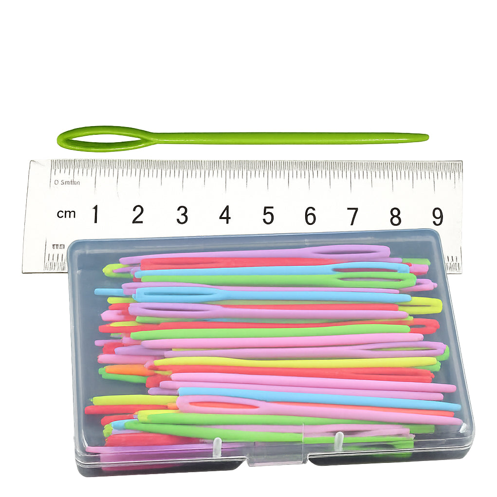 50PCS Assorted Plastic Yarn Sewing Needles With Box For DIY Crafts And Knitting