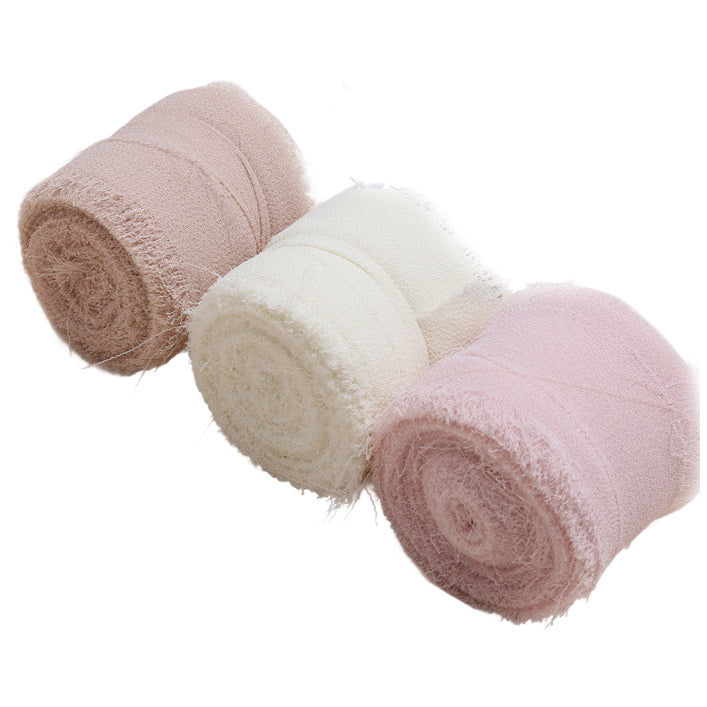 Handmade Chiffon Ribbon 4cm Wide 5m Each for Wedding and Gift Wrapping, Pack of 3