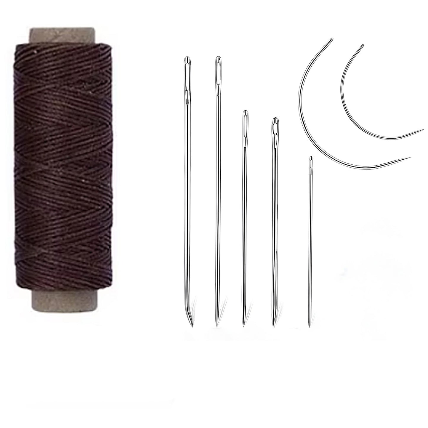 55 Yards Waxed Thread with 7 Leather Needles for Hand Sewing Leather Upholstery Repair Canvas Bags
