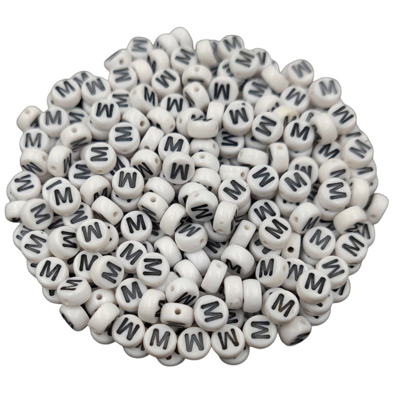 White Round Acrylic Alphabet Letter Beads for Bracelet and Jewelry Making 4x7mm, Pack of 300