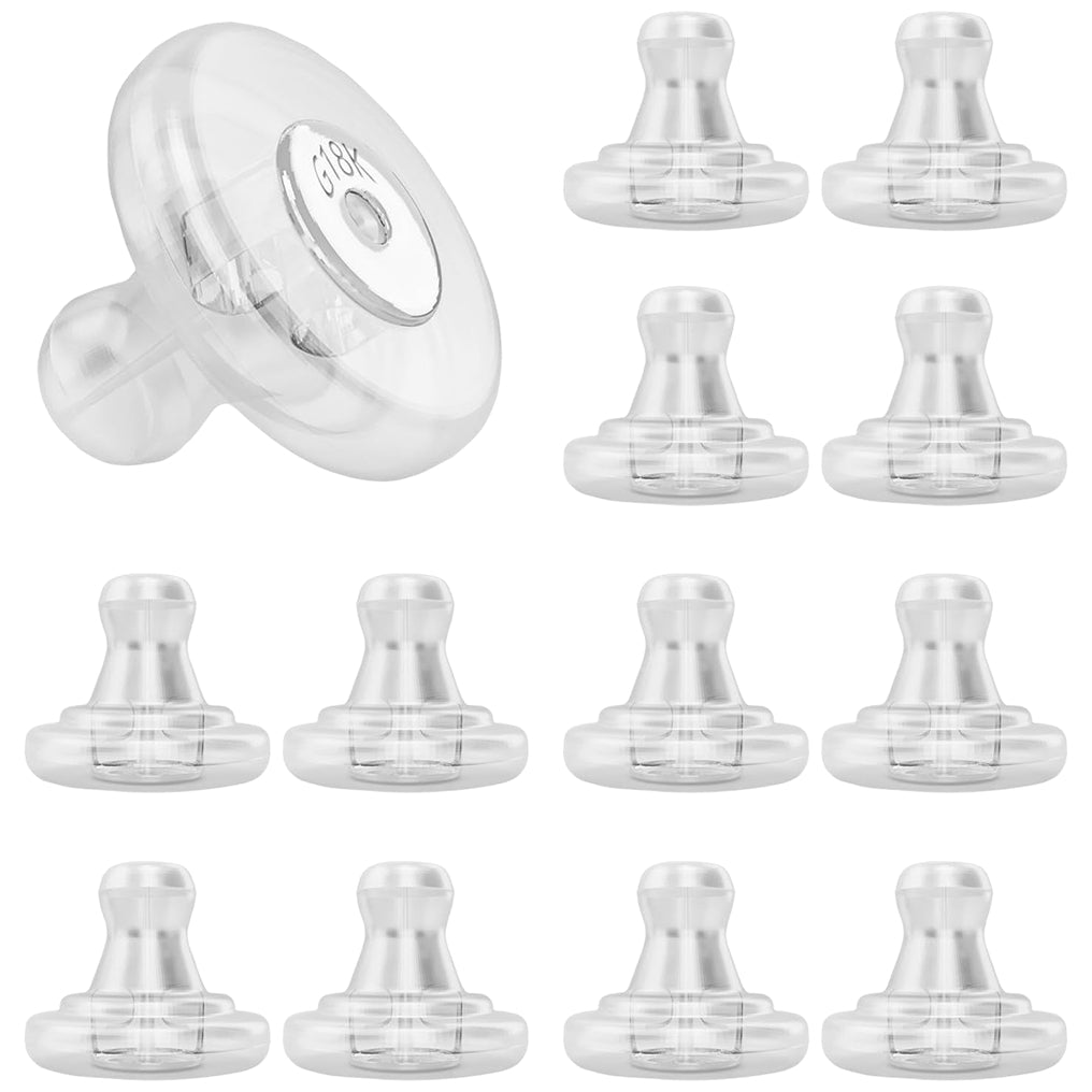Hypoallergenic Silicone Earring Backs With Secure Locking Fit For Studs, Adults And Kids, Pack of 12
