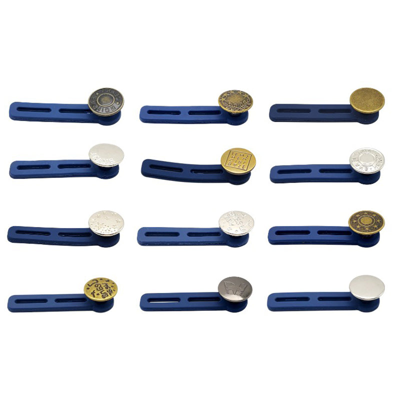 Adjustable No-Sew Pant Waist Extenders for Jeans, Trousers, Skirts, 1–1.8 Inch Fit Buttons, Set of 12