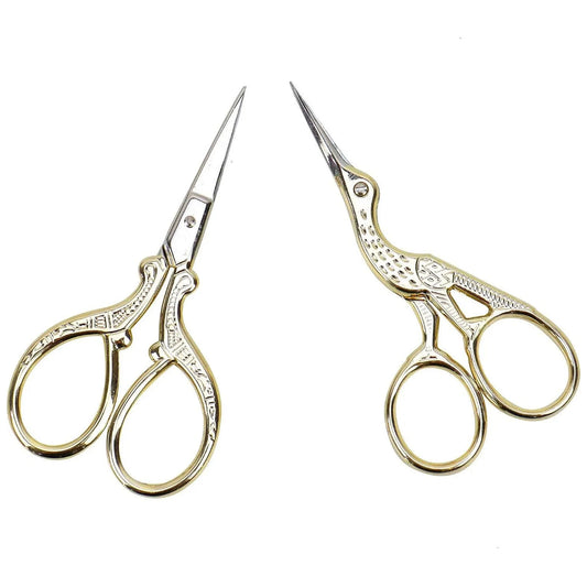 Stainless Steel Stork Embroidery Scissors Sharp Small Shears for Sewing Crafting Needlework and DIY Use, Pack of 2