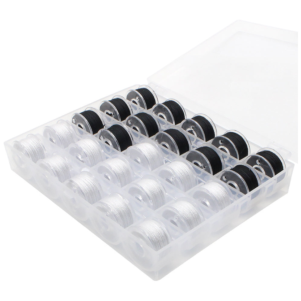 Size A Prewound Bobbin Thread for Brother Sewing Machines with Clear Storage Case, Pack of 25