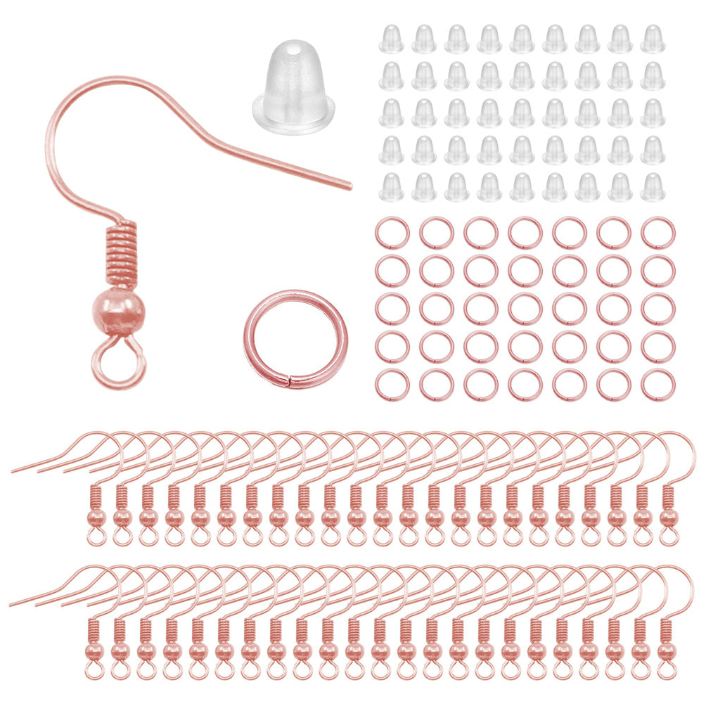 Hypoallergenic Earring Hooks Kit with Backs and Jump Rings for Jewelry Making, Pack of 600
