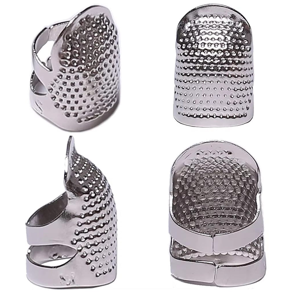 Adjustable Metal Sewing Thimbles Finger Protectors for Quilting Needlework Crafts Small Medium, Pack of 4