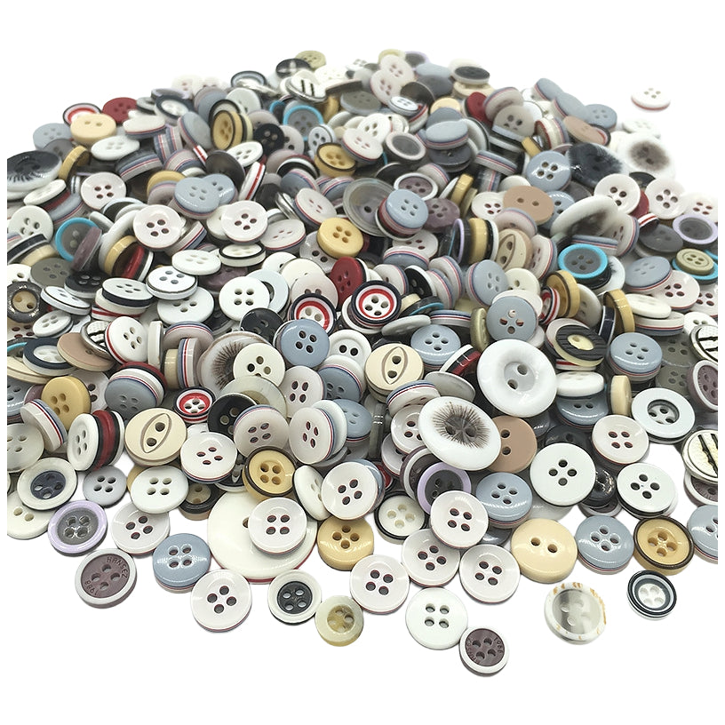 Assorted Resin Buttons 2 and 4 Hole Mixed Sizes 0.9 to 3.5 cm for Sewing and DIY Crafts, Pack of 500