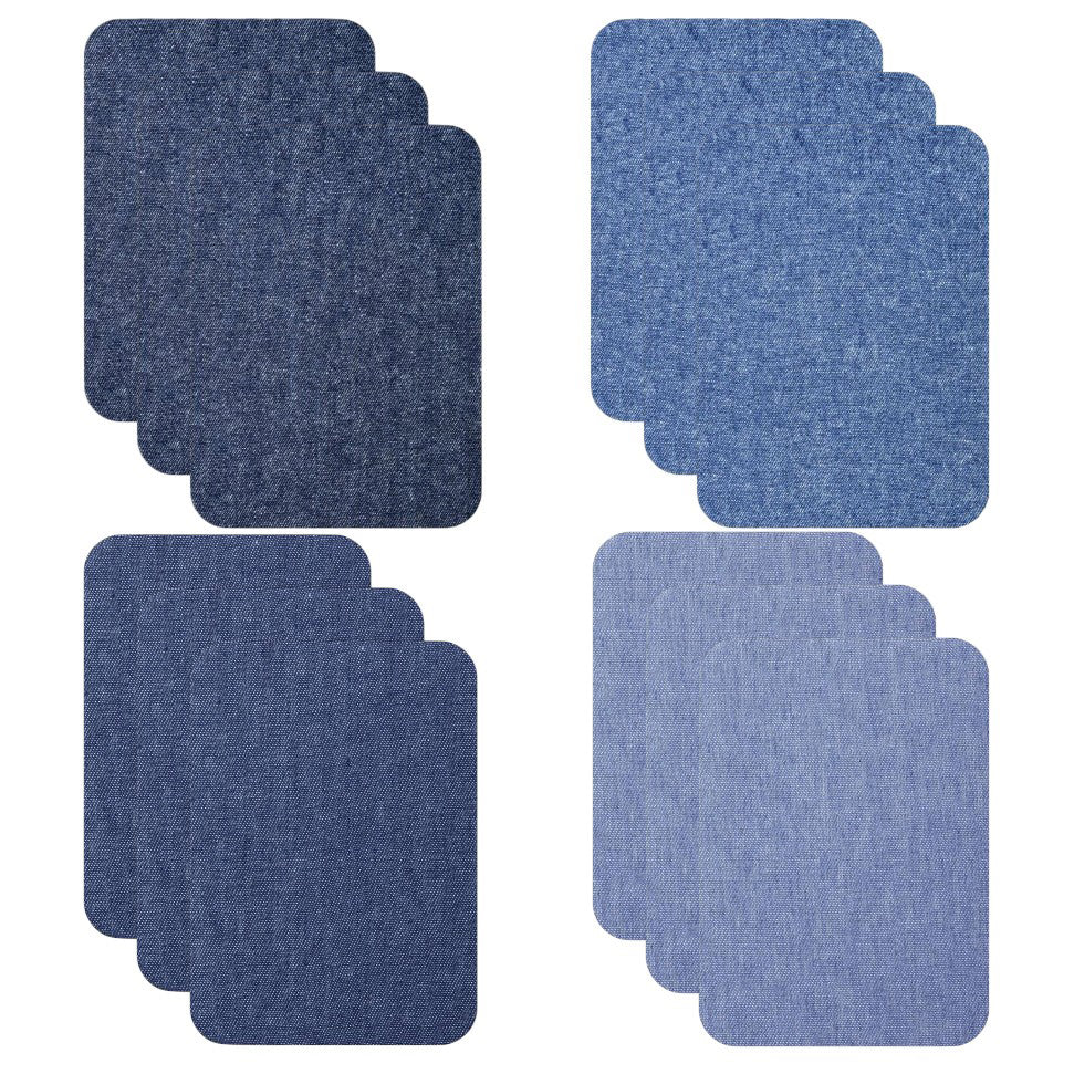 Cotton Iron-On Fabric Repair Patches for Clothing Inside and Outside with Strong Adhesive, Pack of 12