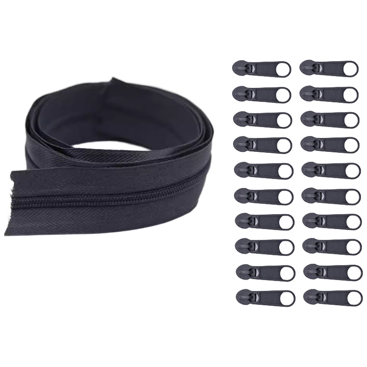 Nylon Coil Zipper 10 Yards with 20 Sliders for DIY Sewing Bags Garments and Crafts