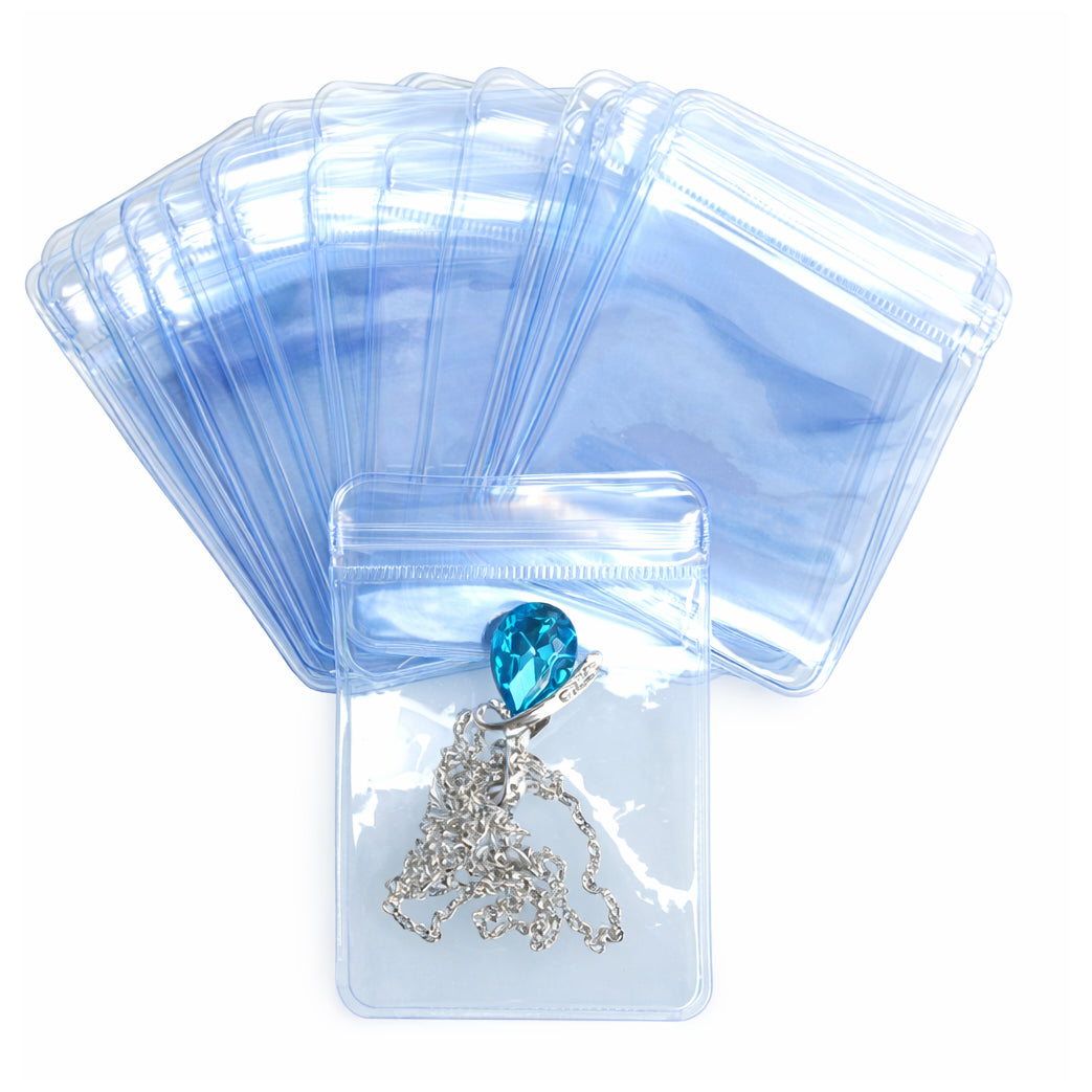 Anti Tarnish Jewelry Storage Bags Clear EVA Zipper Pouches for Travel Rings Earrings Bracelets Organizers, Pack of 30