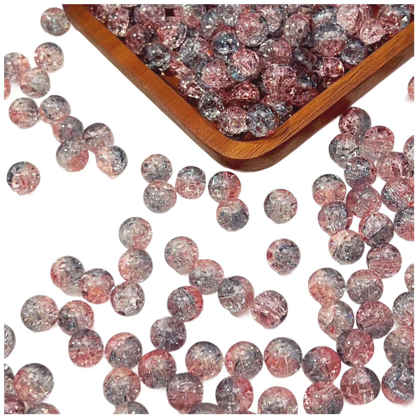 8mm Natural Rose Quartz Gemstone Round Beads for Jewelry Making, Pack of 100
