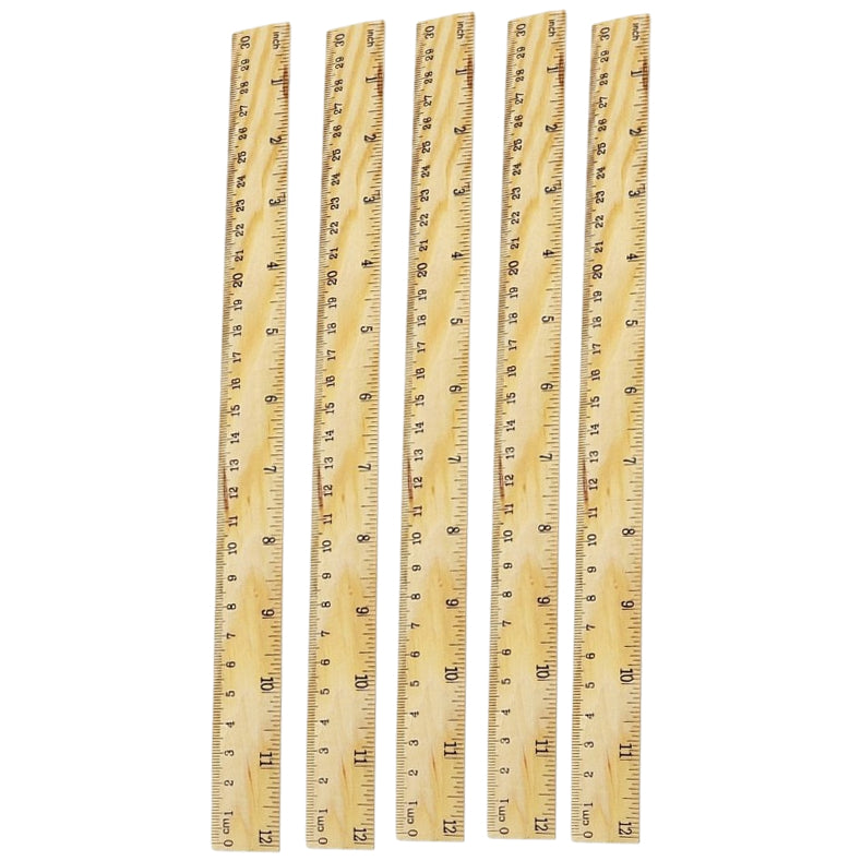 12-Inch Straight Edge Wooden Ruler for Kids, Back to School Measuring Tool for Students